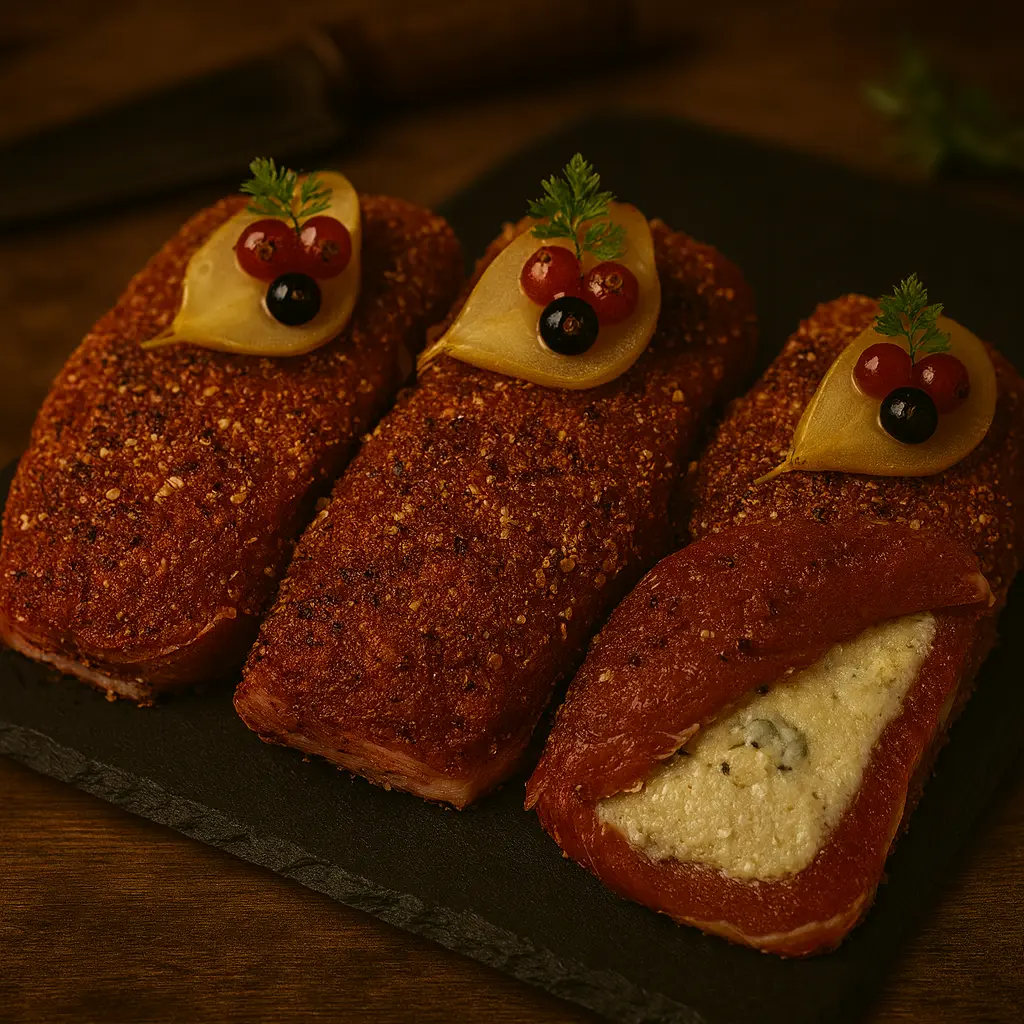 Farci de porc au bleu et aux poires