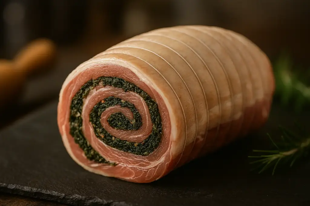 Roti de porc roulé à la florentine